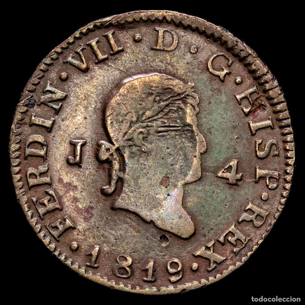 Material numism&aacute;tico: Fernando VII (1808-1833). 4 maraved&iacute;s. 1819. Jubia. (Cal-165). Ae. 4,91 g. Escasa. MBC.