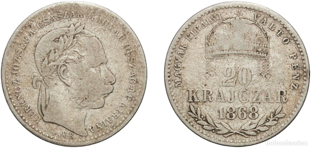 Material numism&aacute;tico: Hungary Austro-Hungarian Empire 1868 K B 20 Kreuzers - Francis Joseph I Silver (.500) Kremnica Mint
