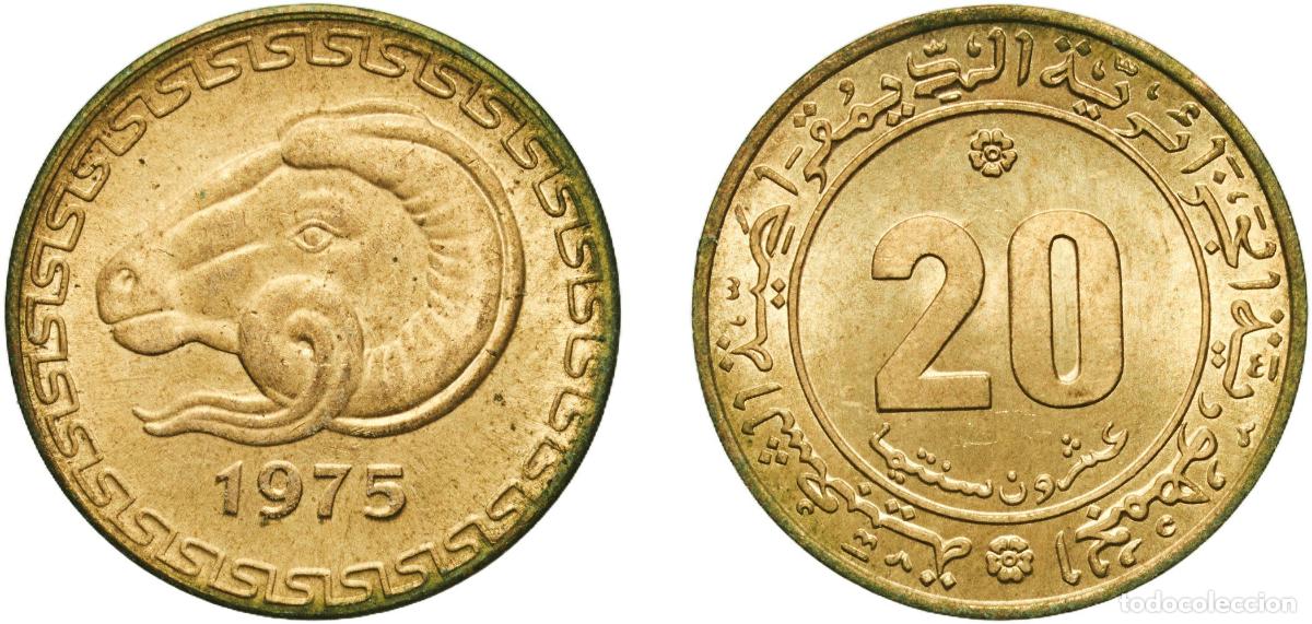 Material numism&aacute;tico: Algeria People's Democratic Republic 1975 20 Centimes (FAO) Nickel brass (79% Copper, 20% Zinc, 1%
