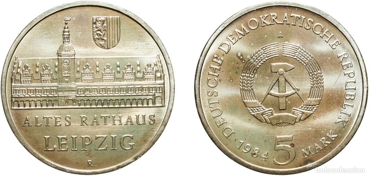 Material numism&aacute;tico: Germany German Democratic Republic Democratic republic 1984 A 5 Mark (Leipzig Old City Hall) Copper
