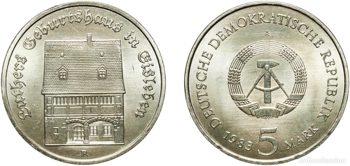 Material numism&aacute;tico: Germany German Democratic Republic Democratic republic 1983 A 5 Mark (Luther's Birthplace in Eisleb