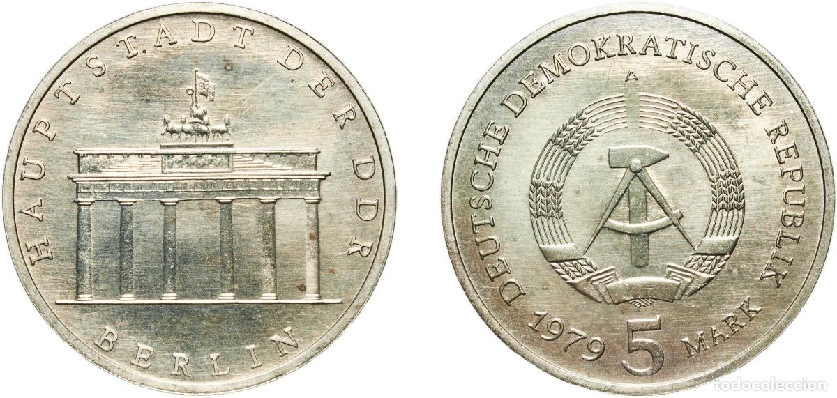Material numism&aacute;tico: Germany German Democratic Republic Democratic republic 1979 A 5 Mark (Brandenburg Gate) Copper-nick