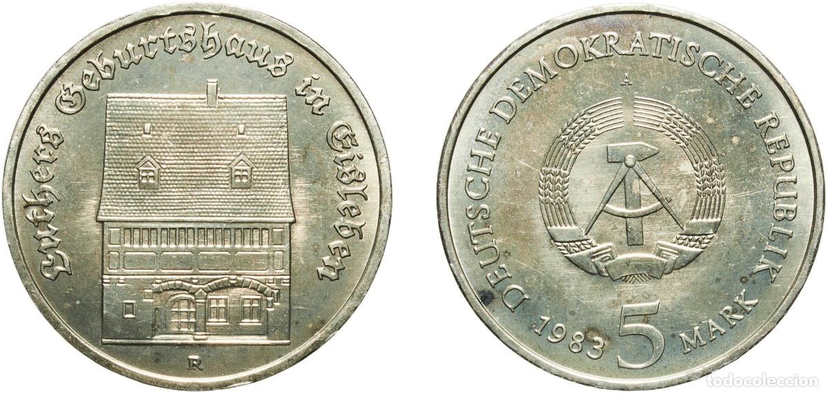 Material numism&aacute;tico: Germany German Democratic Republic Democratic republic 1983 A 5 Mark (Luther's Birthplace in Eisleb