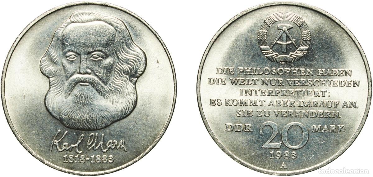 Material numism&aacute;tico: Germany German Democratic Republic Democratic republic 1983 A 20 Mark (Karl Marx) Copper-nickel Ber