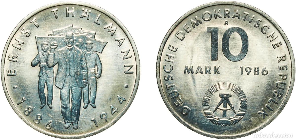 Material numism&aacute;tico: Germany German Democratic Republic Democratic republic 1986 A 10 Mark (Ernst Th&auml;lmann) Copper-nicke