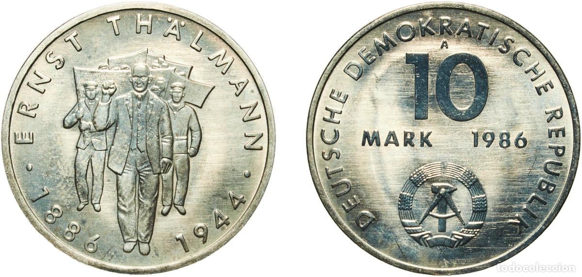 Material numism&aacute;tico: Germany German Democratic Republic Democratic republic 1986 A 10 Mark (Ernst Th&auml;lmann) Copper-nicke