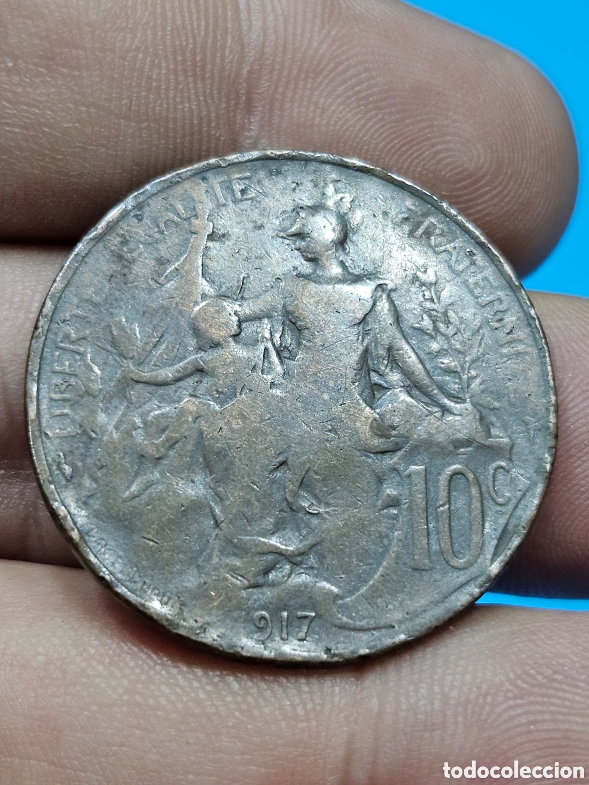 Material numism&aacute;tico: MOBEDA REPUBLICA FRANCESA 1917 10 CENT. - Foto 2