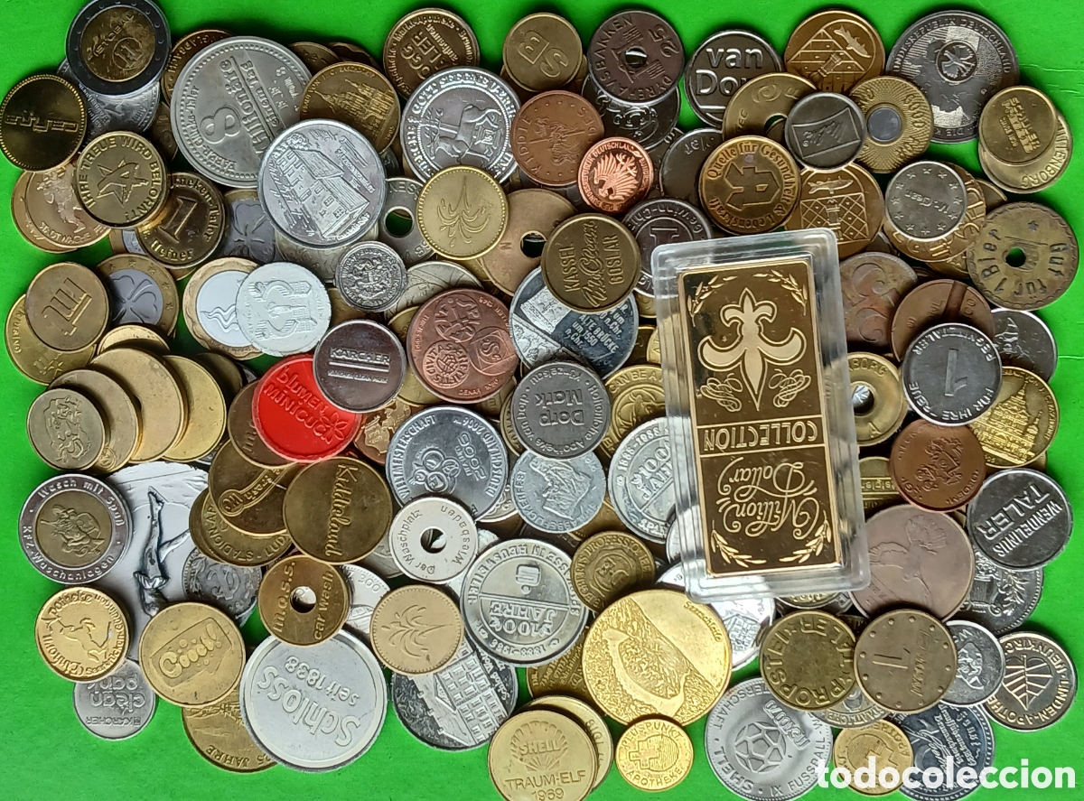 Material numism&aacute;tico: Lote 1,5 kilos ( 1500 gramos) de token/fichas.