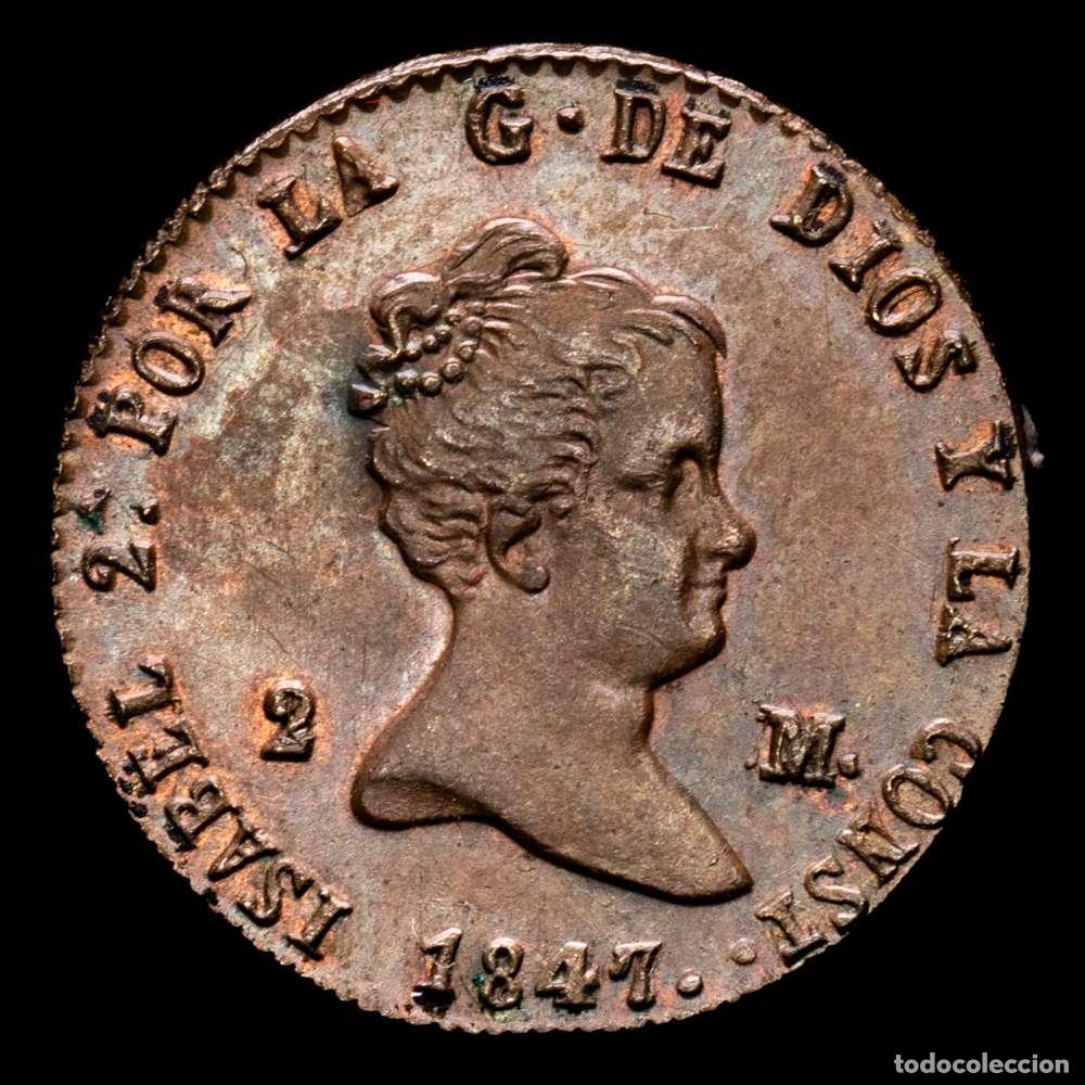 Material numism&aacute;tico: Isabel II (1833-1868). 2 maraved&iacute;s. 1847. Segovia. (Cal-59). Ae. 2,44 gramos. SC.