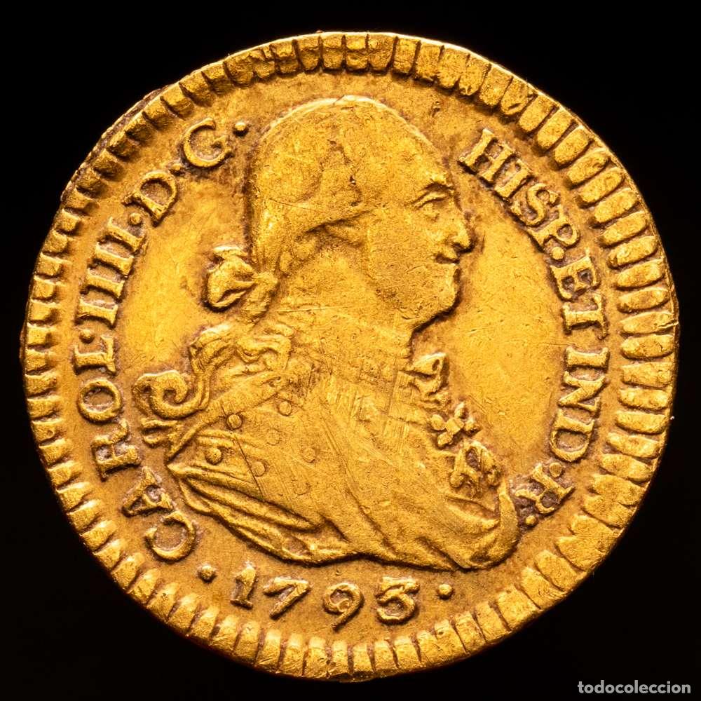 Material numism&aacute;tico: Carlos IV. 1793 Popay&aacute;n. JF. 1 escudo. (AC. 1149) (Restrepo 85-4). Escaso. 3,39 gramos. MBC-.