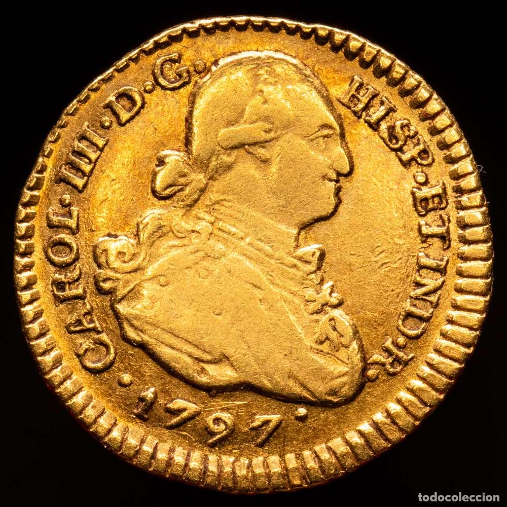 Material numism&aacute;tico: Carlos IV. 1797 Popay&aacute;n. JF. 1 escudo. (AC. 1155) (Restrepo 85-12). Escaso. 3,35 gramos. MBC-.