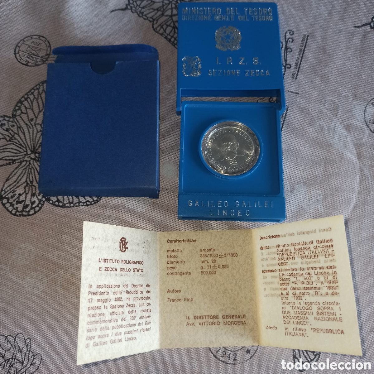 Material numism&aacute;tico: Moneda plata 500 liras italia conmemoraci&oacute;n Galileo Galilei 1982