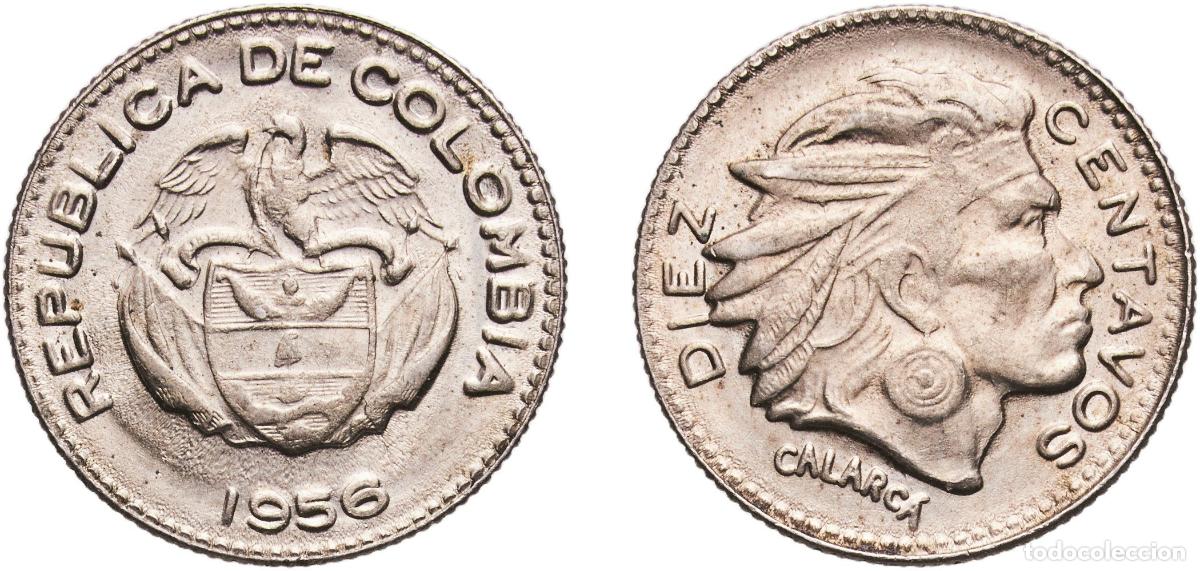 Material numism&aacute;tico: Colombia Republic 1956 10 Centavos Copper-nickel Bogota Mint (77705000) 2.52g UNC KM 212.2 Restrepo