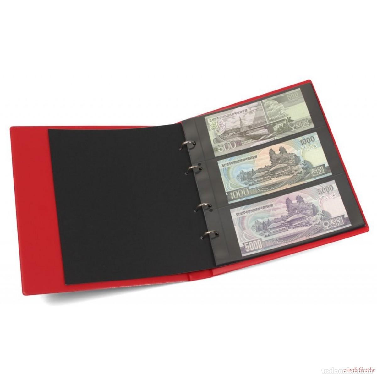 Material numism&aacute;tico: Lindner K-G23-R &Aacute;lbum para billetes en formato de fdc con 10 hojas, rojo