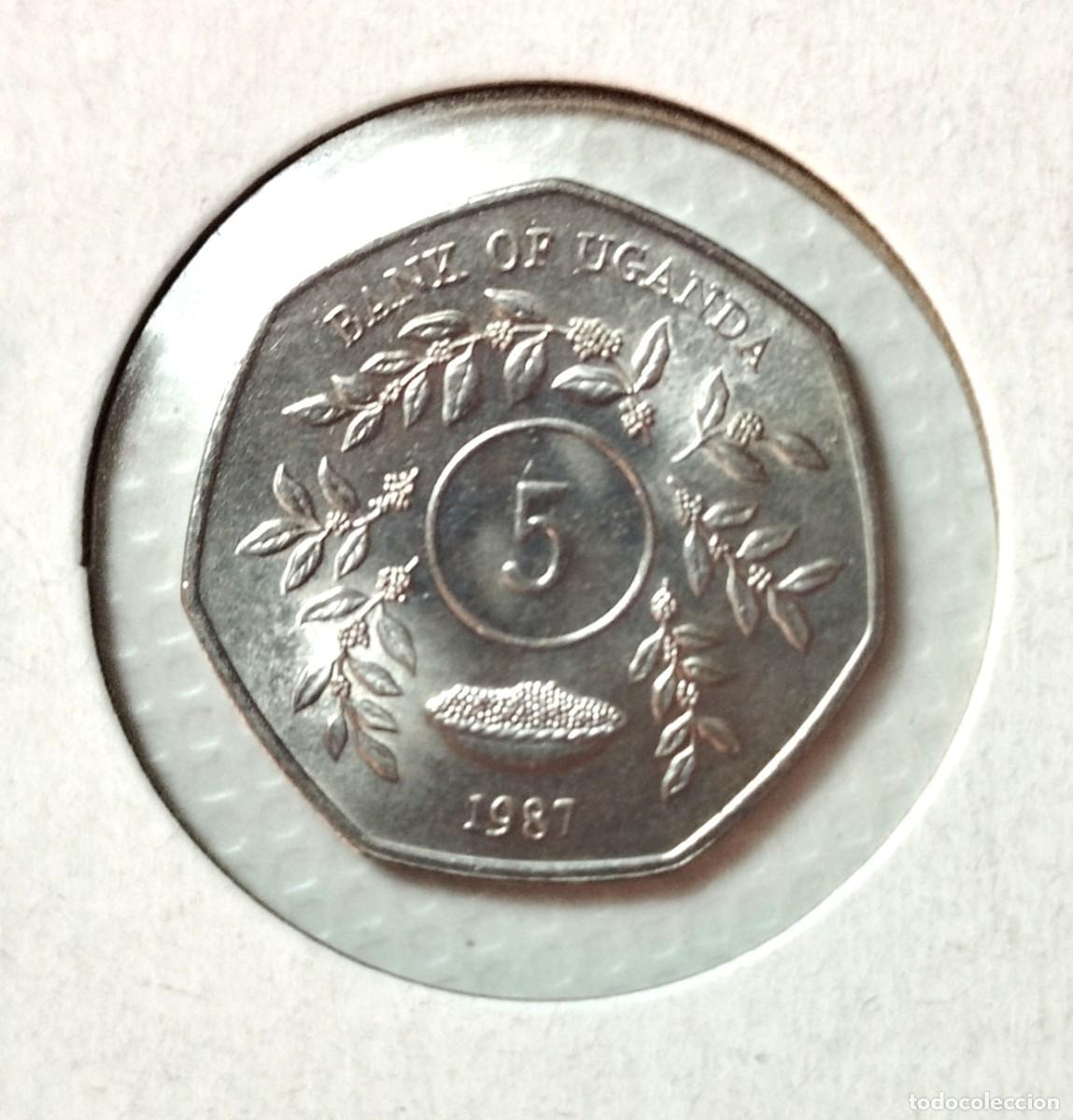 Material numism&aacute;tico: AFRICA . UGANDA . 5 SHILLINGS 1987 . SIN CIRCULAR - Foto 2