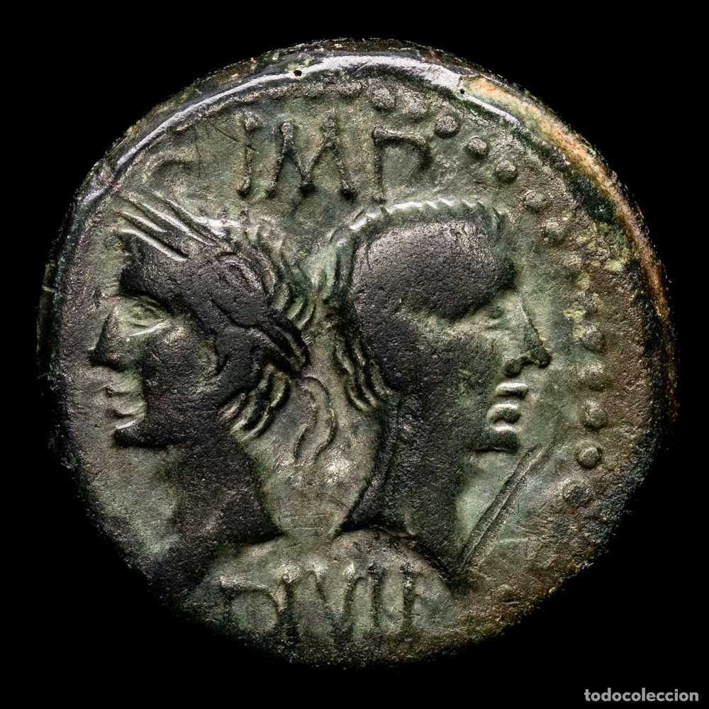 Material numism&aacute;tico: Augusto y Agripa. As. (13,67 g.). Colonia Nemausus. 27 a.C.-14 d.C.. RIC-158. VF.
