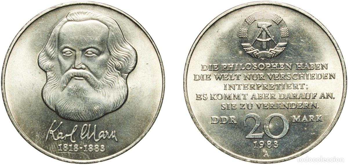 Material numism&aacute;tico: Germany German Democratic Republic Democratic republic 1983 A 20 Mark (Karl Marx) Copper-nickel Ber
