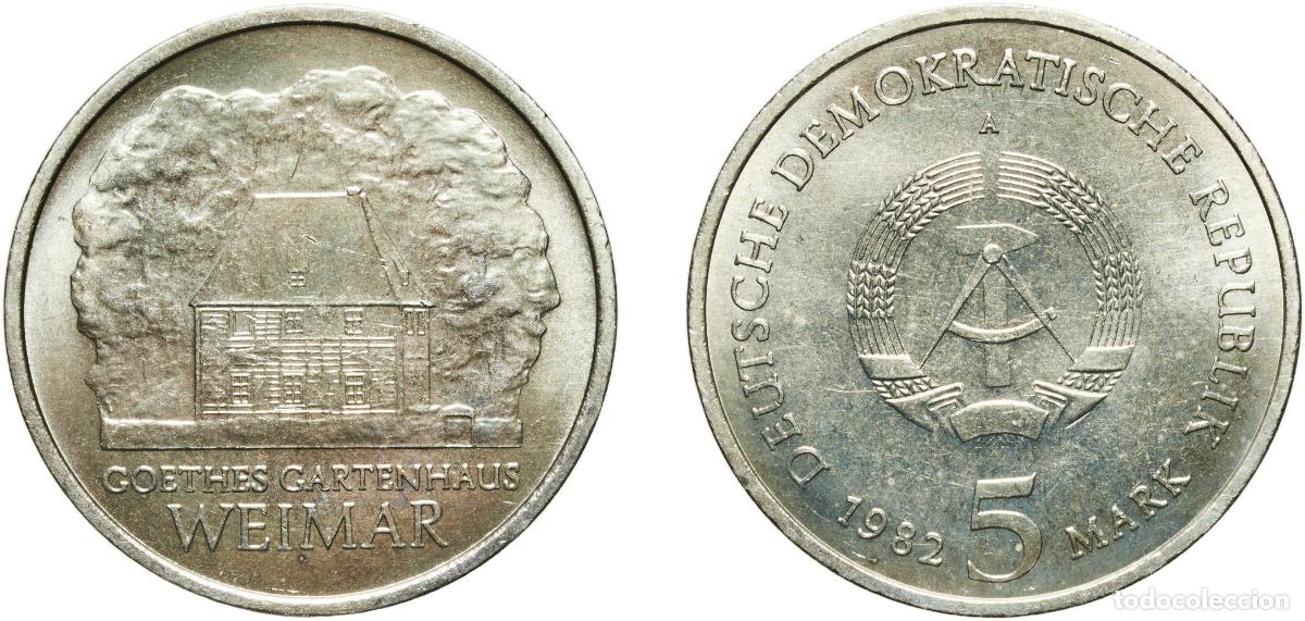 Material numism&aacute;tico: Germany German Democratic Republic Democratic republic 1982 A 5 Mark (Goethe's Weimar Cottage) Nick