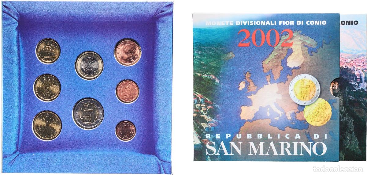 Material numism&aacute;tico: San Marino Republic 2002 R Euro set with 8 coins (1st type, 1st map) Bimetallic: nickel brass clad