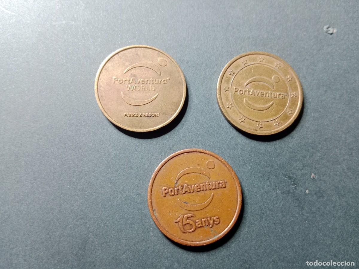 Material numism&aacute;tico: LOTE DE 3 FICHAS / TOKEN / MONEDA PORT AVENTURA PORTAVENTURA - DRAGON KHAN , ANGKOR , 15 A&Ntilde;OS