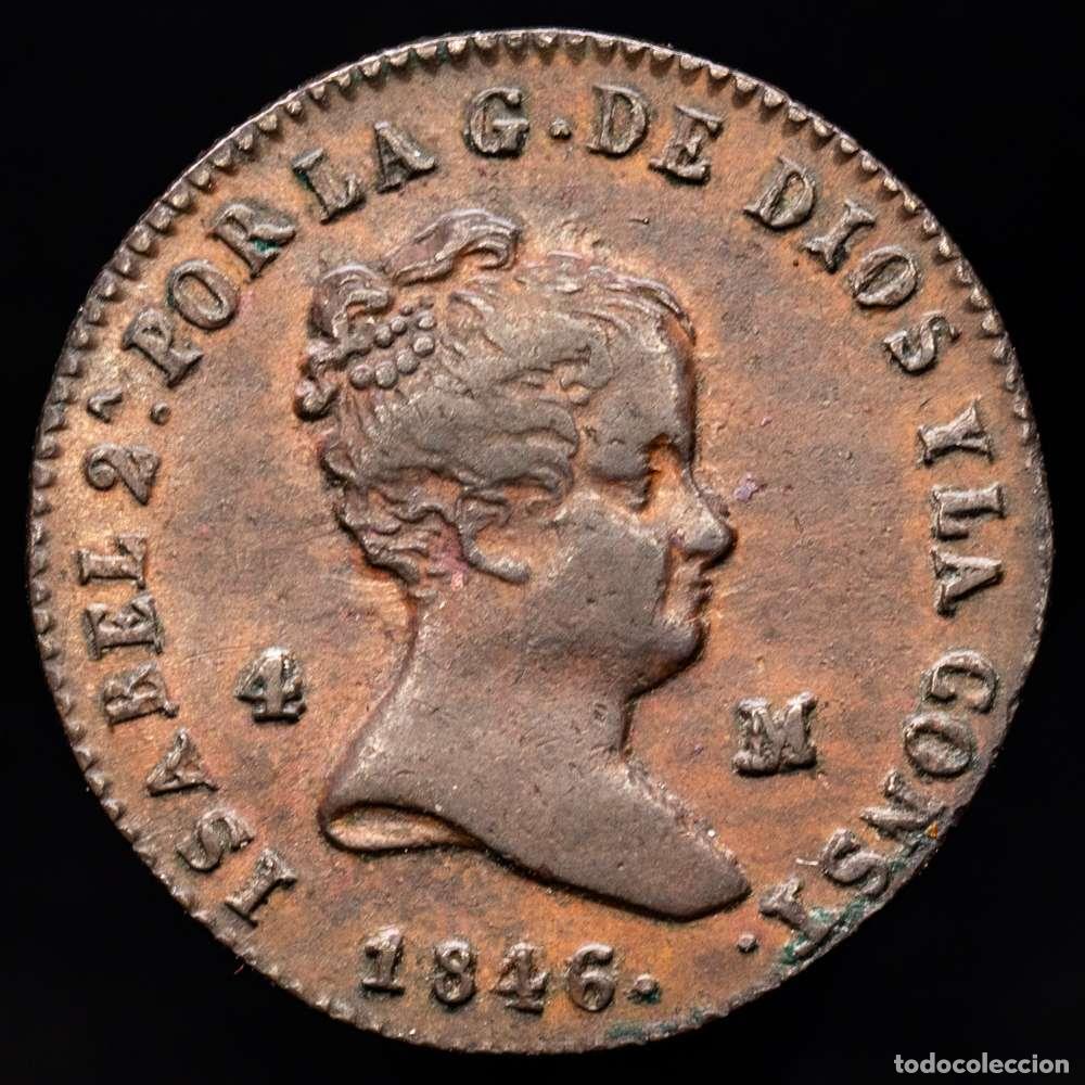Material numism&aacute;tico: Isabel II (1833-1868). 4 maraved&iacute;s. 1846. Jubia. (Cal-72). Ae. 4,93 gramos. MBC+/EBC-.