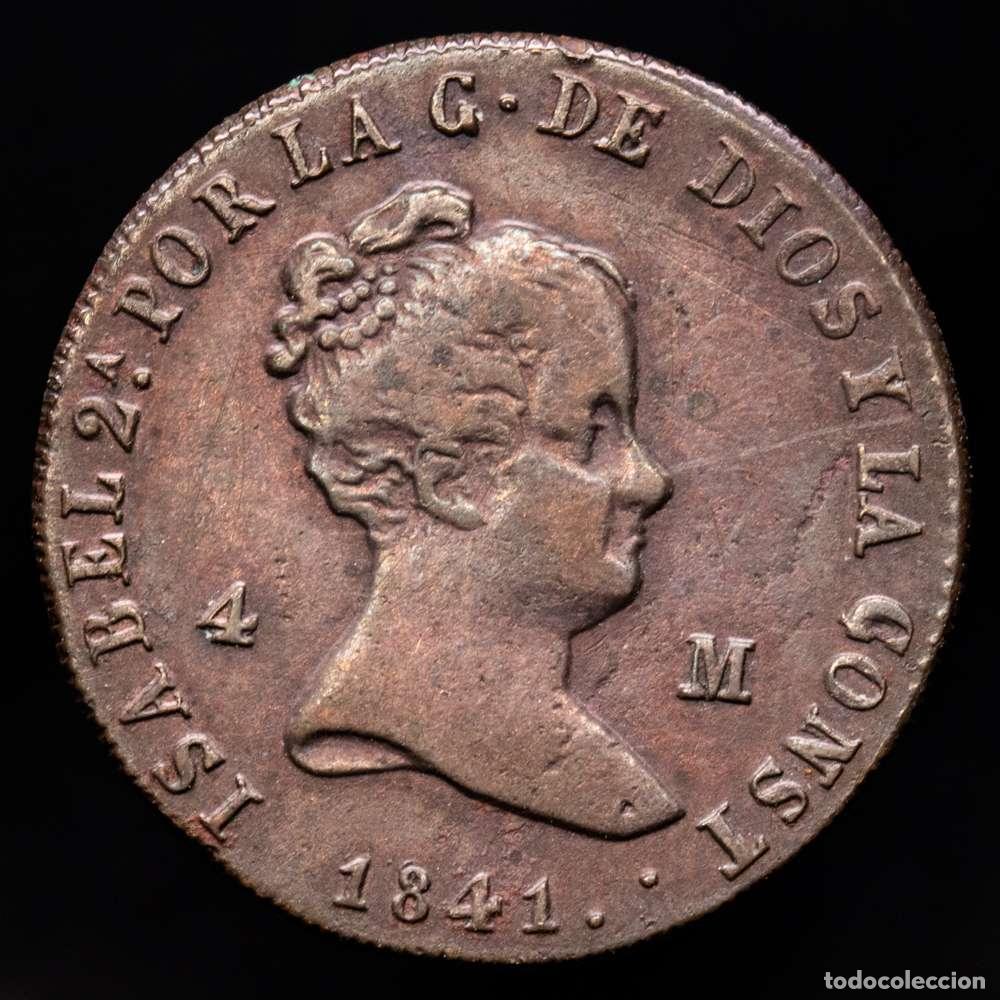 Material numism&aacute;tico: Isabel II. 1841 Jubia. 4 maraved&iacute;es. (AC. 69) (C. y N. 120). Muy raro. 4,54 gramos. MBC+.