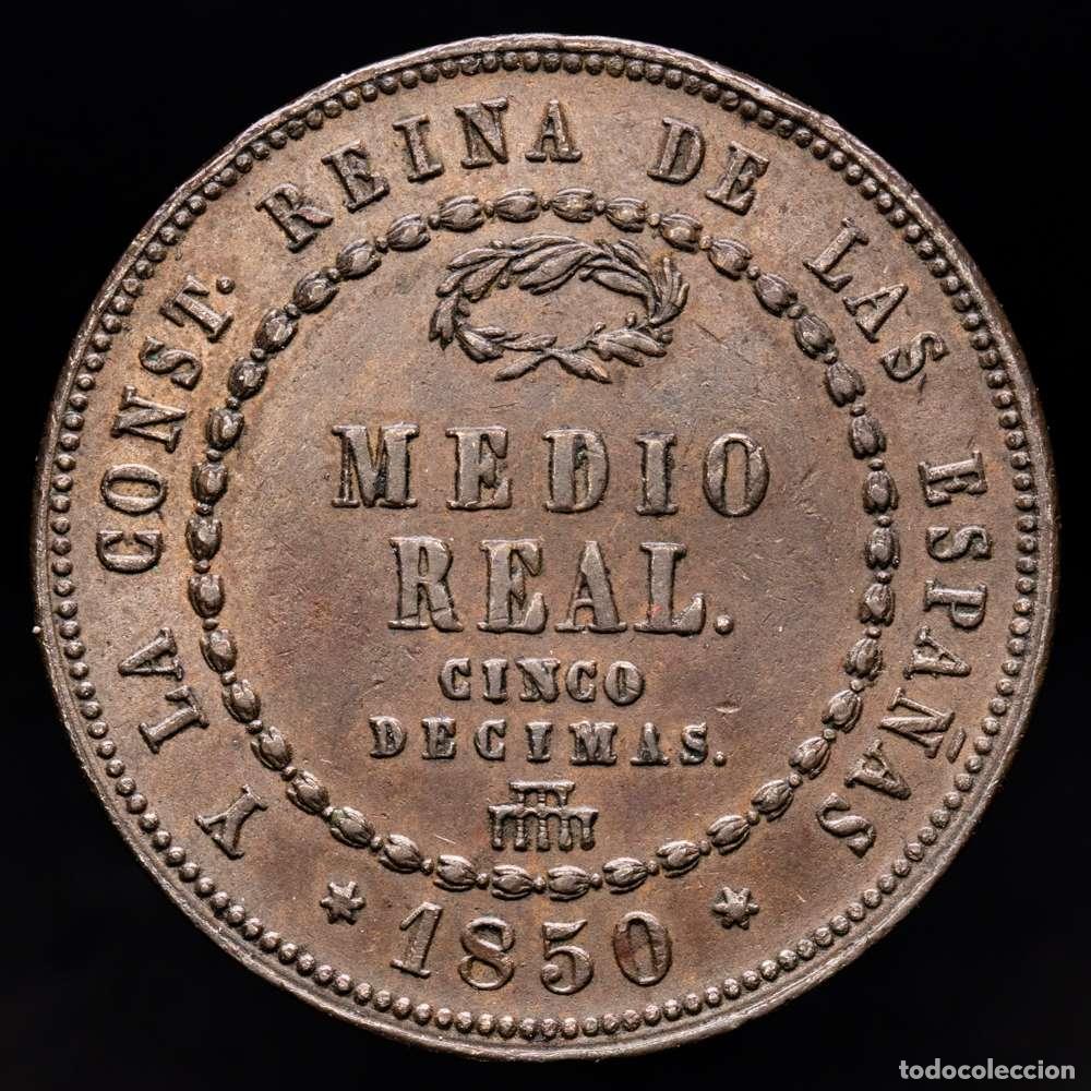 Material numism&aacute;tico: Isabel II (1833-1868). 1/2 real. 1850. Segovia. (Cal-155). Ae. 19,96 gramos. EBC-.