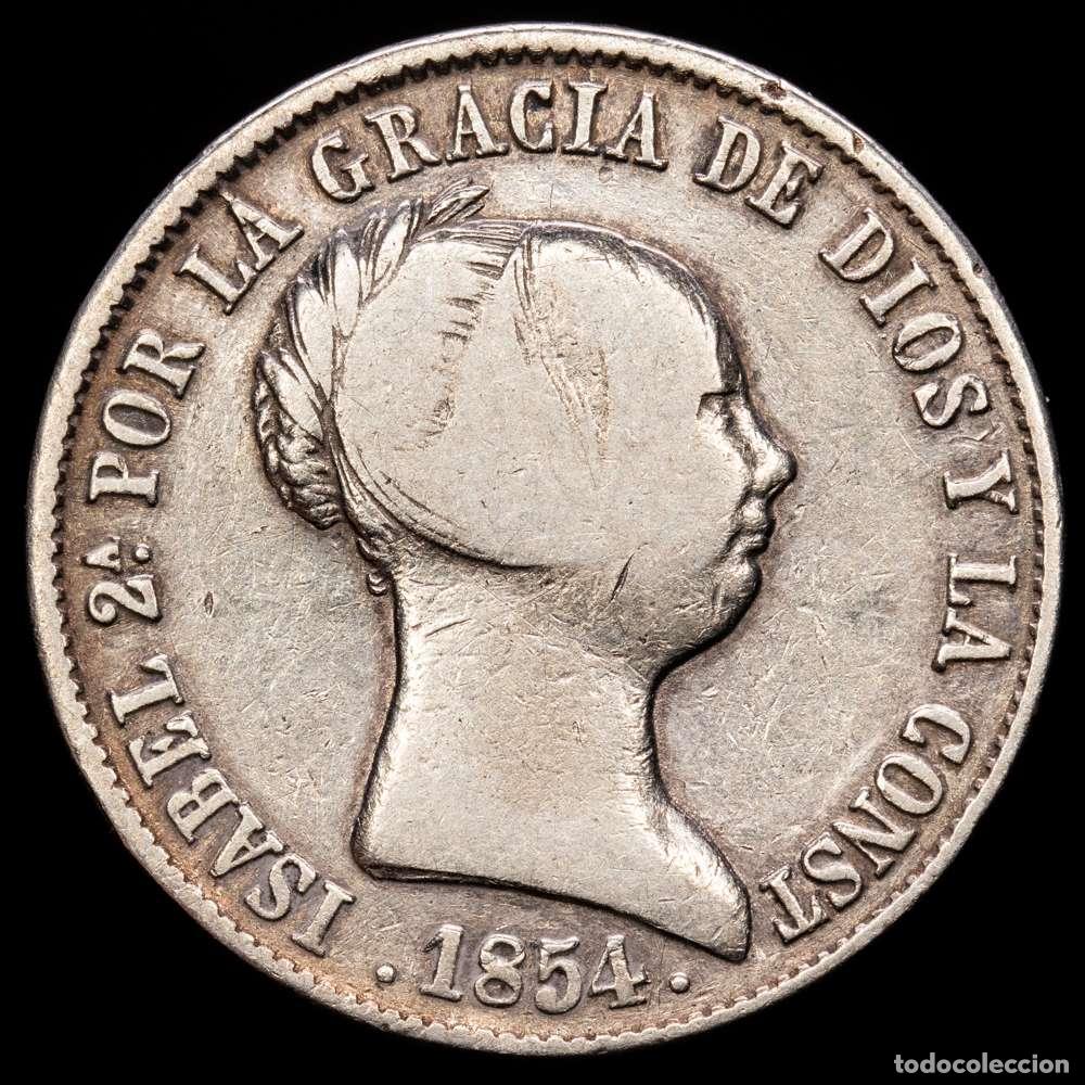 Material numism&aacute;tico: Isabel II (1833-1868). 10 reales. 1854. Sevilla. (Cal-551). Ag. 12,77 gramos. BC+.
