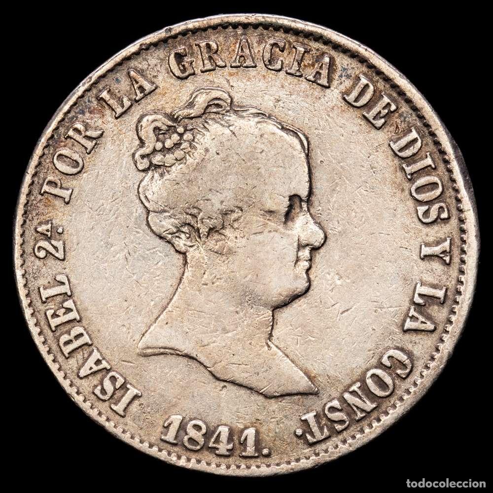 Material numism&aacute;tico: Isabel II (1833-1868). 10 reales. 1841. Madrid. CL. (Cal-521). Ae. 13,31 gramos. Rara. MBC.