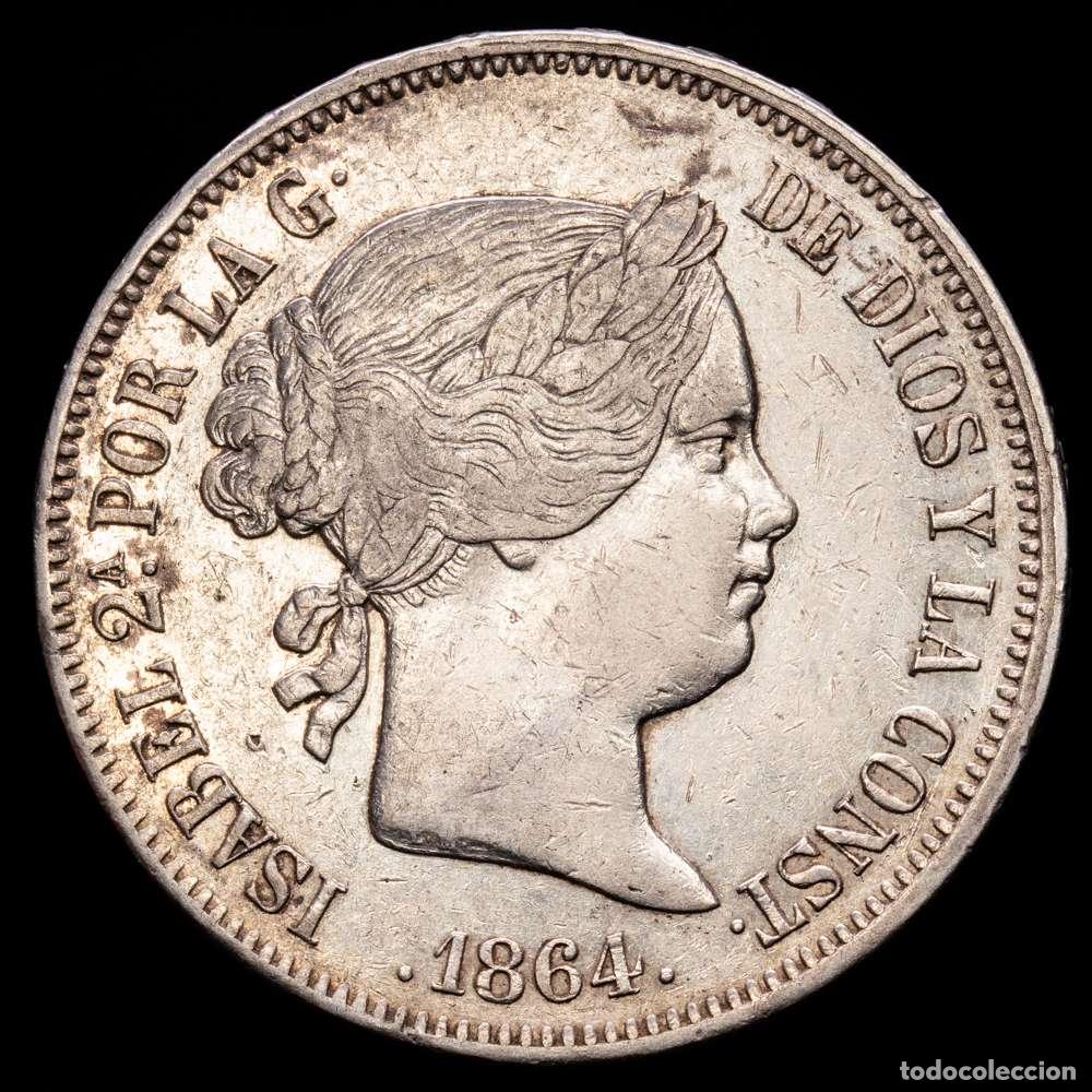 Material numism&aacute;tico: Isabel II (1833-1868). 20 reales. 1864. Madrid. (Cal-622). Ag. 25,63 gramos. MBC+.
