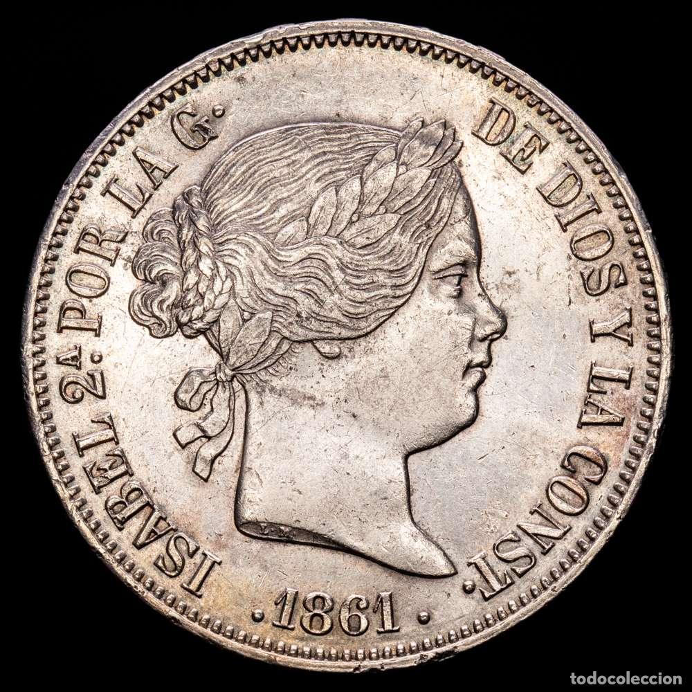 Material numism&aacute;tico: Isabel II (1833-1868). 20 reales. 1861. Madrid. (Cal-619). Ag. 25,94 gramos. EBC/EBC+.