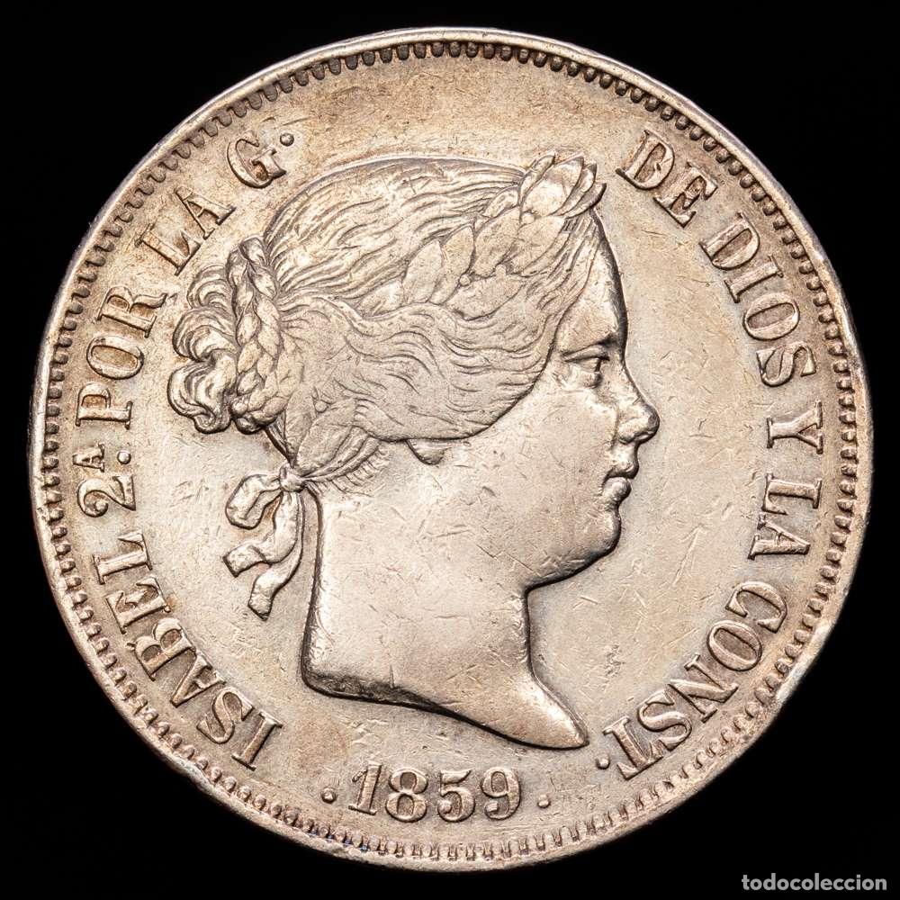 Material numism&aacute;tico: Isabel II (1833-1868). 20 reales. 1859. Madrid. (Cal-616). Ag. 25,82 g. MBC+.