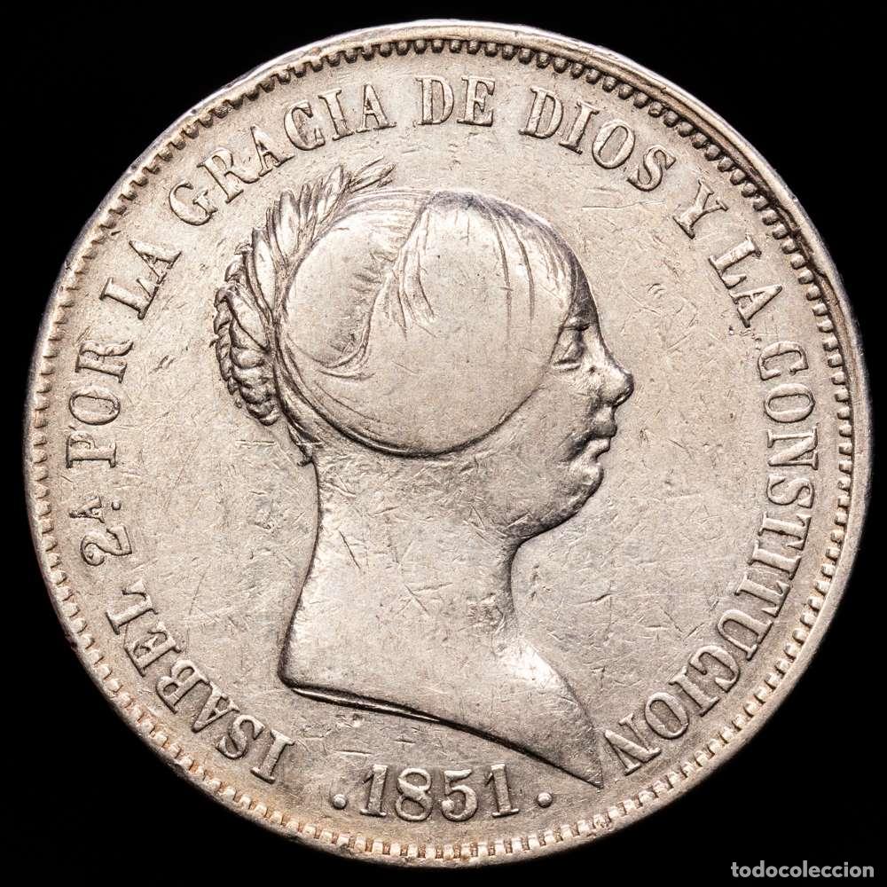 Material numism&aacute;tico: Isabel II (1833-1868). 20 reales. 1851. Sevilla. (Cal-626). Ag. 25,81 g. Escasa. MBC/MBC+.