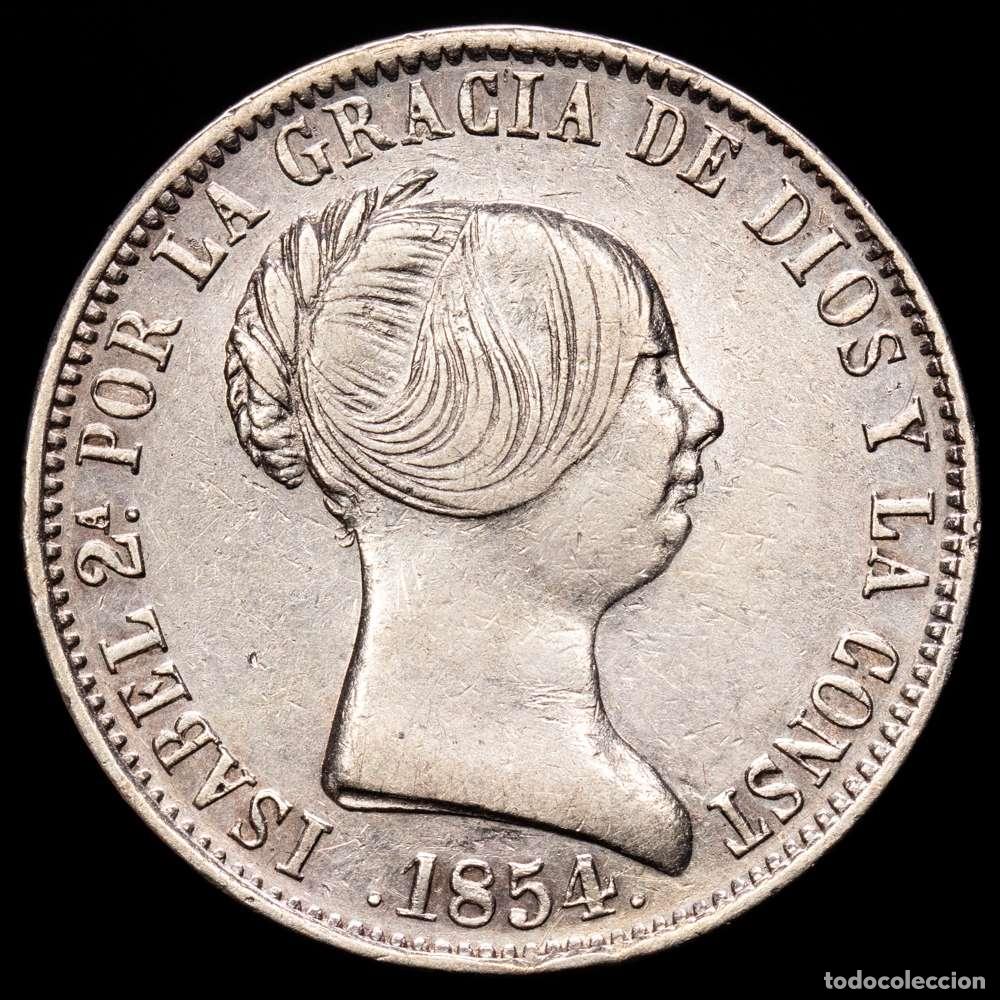 Material numism&aacute;tico: Isabel II (1833-1868). 10 reales. 1854. Barcelona. (Cal-509). Ag. 13,01 gramos. MBC+.