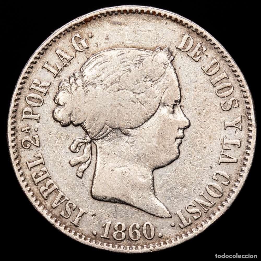 Material numism&aacute;tico: Isabel II (1833-1868). 10 reales. 1860. Madrid. (Cal-537). Ag. 12,83 gramos. MBC-.
