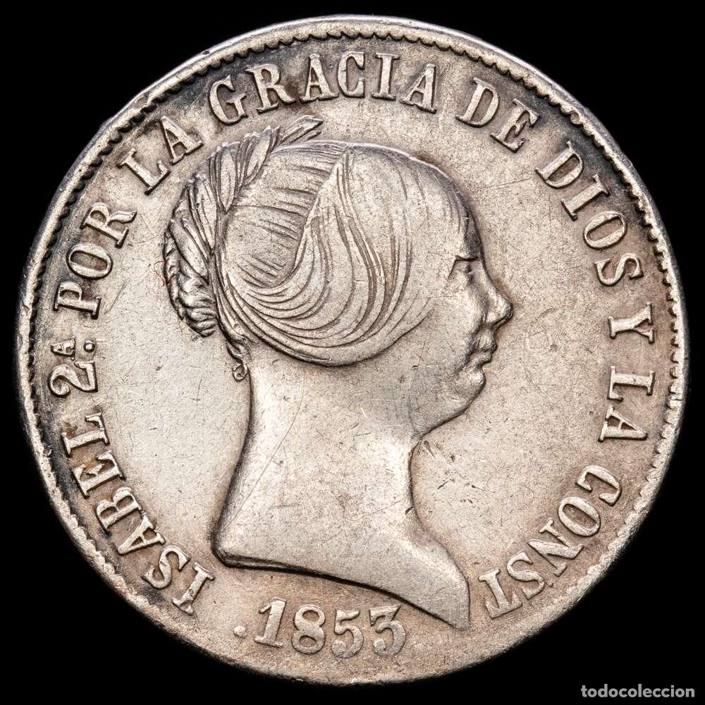 Material numism&aacute;tico: Isabel II (1833-1868). 10 reales. 1853. Barcelona. (Cal-508). Ag. 12,71 gramos. MBC/MBC-.