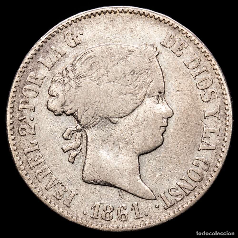 Material numism&aacute;tico: Isabel II (1833-1868). 10 reales. 1861. Sevilla. (Cal-560). Ag. 12,79 gramos. MBC-.
