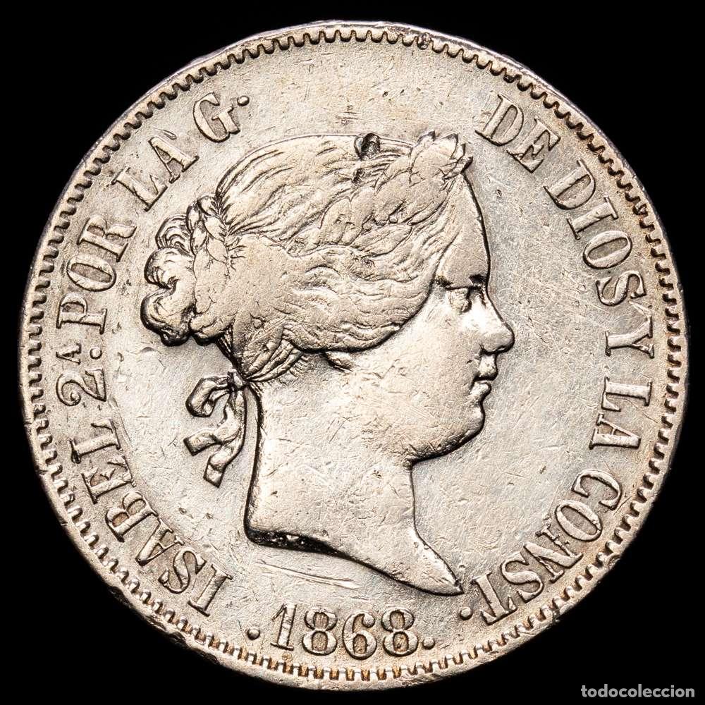 Material numism&aacute;tico: Isabel II (1833-1868). 50 centavos. 1868. Manila. (Cal-667). Ag. 12,76 gramos. Limpiada. MBC-.