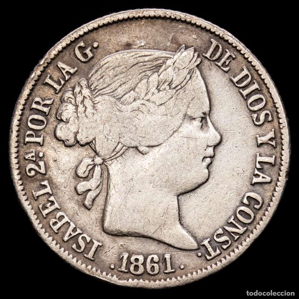 Material numism&aacute;tico: Isabel II (1833-1868). 4 reales. 1861. Sevilla. (Cal-494). Ag. 4,96 gramos. Muy rara. MBC.