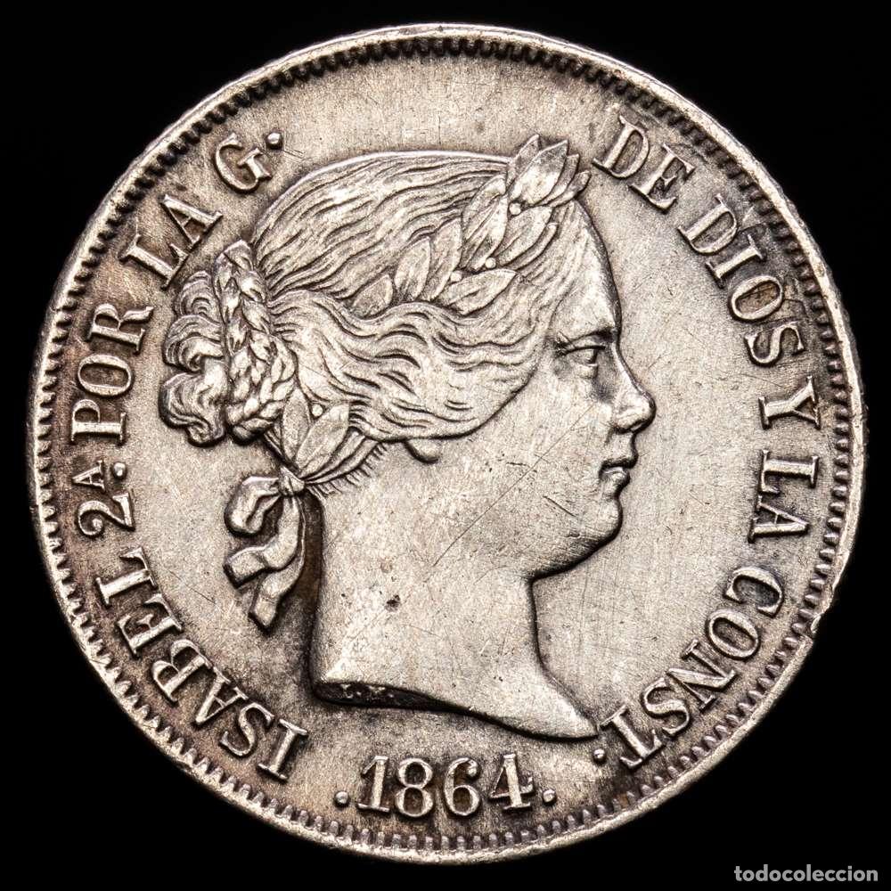 Material numism&aacute;tico: Isabel II (1833-1868). 40 c&eacute;ntimos de escudo. 1864. Madrid. (Cal-499). Ag. 5,01 g. Escasa. MBC+.