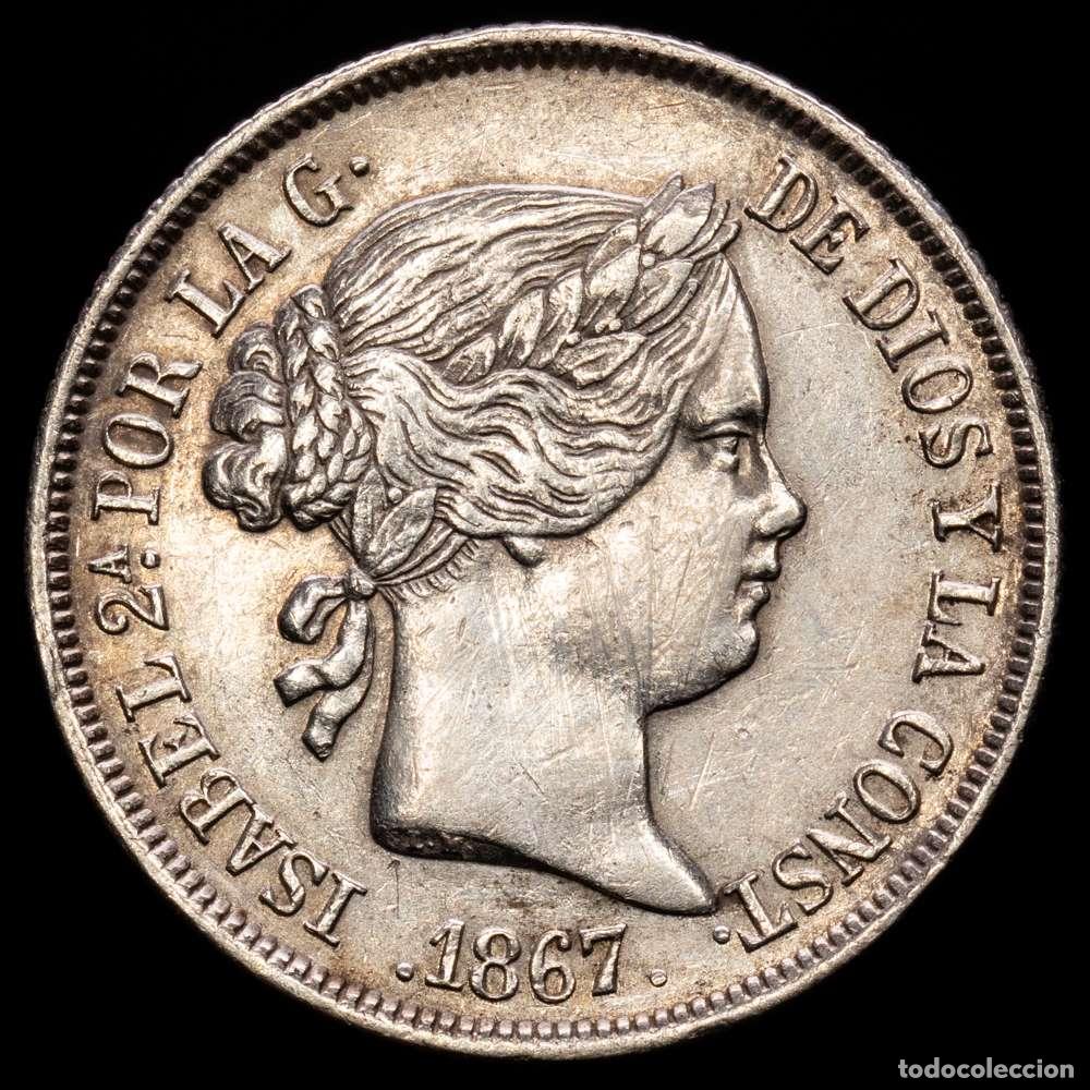 Material numism&aacute;tico: Isabel II (1833-1868). 40 c&eacute;ntimos de escudo. 1867. Madrid. (Cal-502). Ag. 5,19 gramos. MBC+.