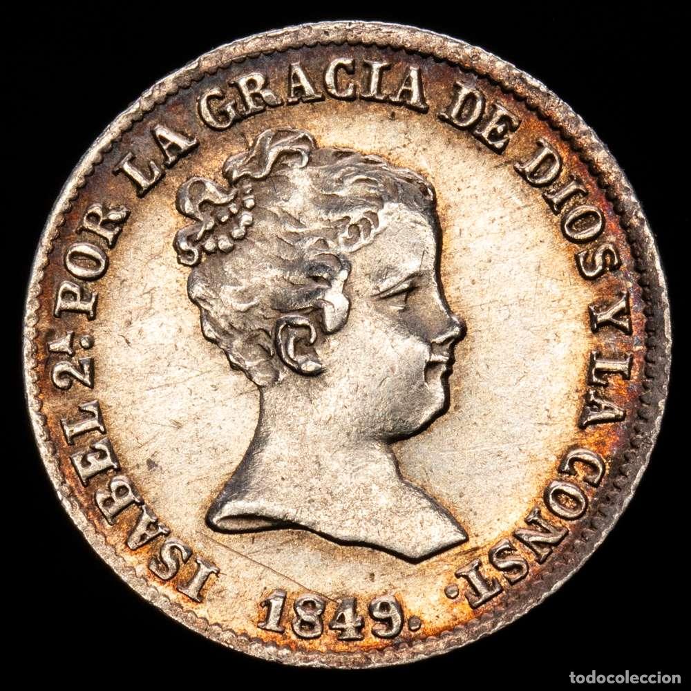 Material numism&aacute;tico: Isabel II (1833-1868). 1 real. 1849. Madrid. CL. (Cal-301). Ag. 1,31 g. Bonita p&aacute;tina. EBC-.