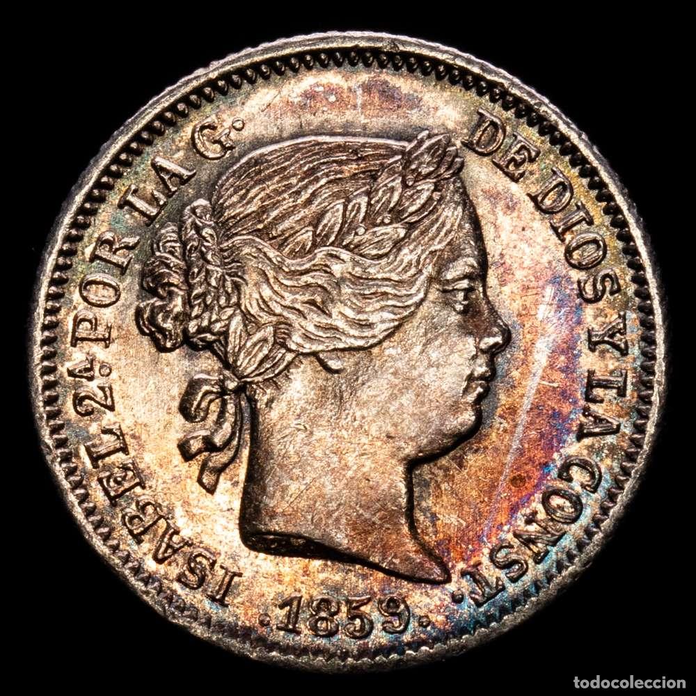 Material numism&aacute;tico: Isabel II (1833-1868). 1 real. 1859. Madrid. (Cal-308). Ag. 1,36 g. Bonita p&aacute;tina iridiscente. EBC.