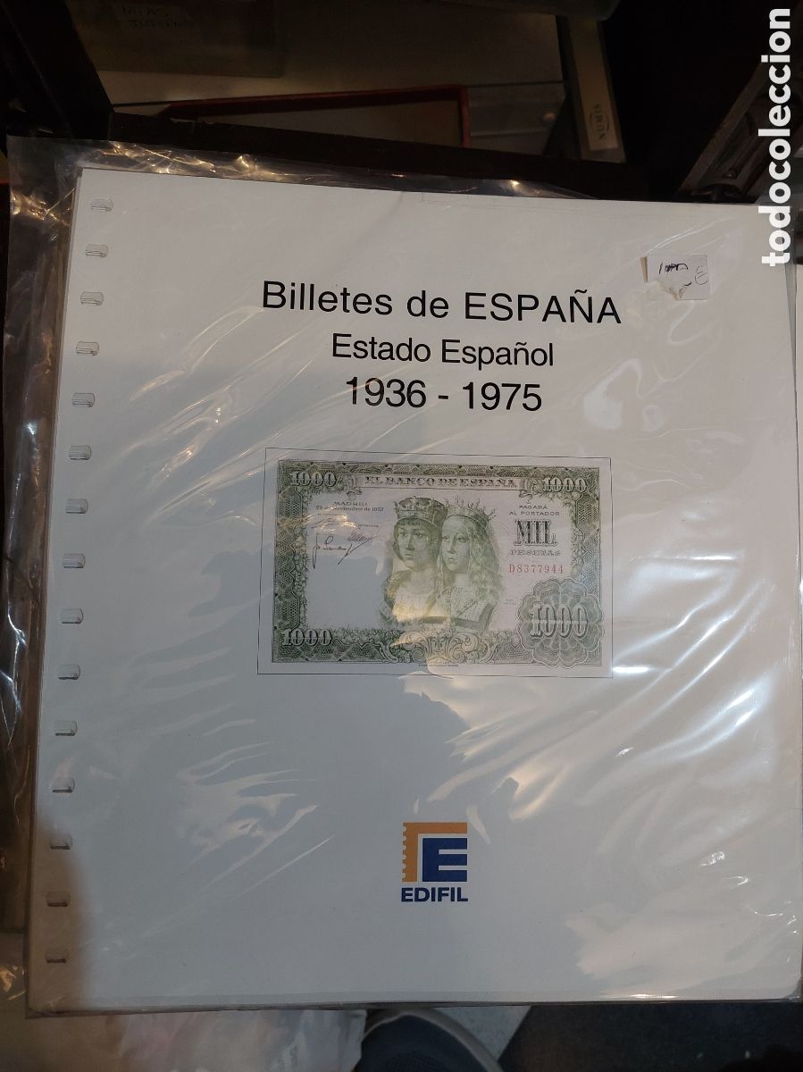 Material numism&aacute;tico: EDIFIL ALBUM PARA COLOCAR BILLETES ESTADO ESPA&Ntilde;OL 1936/75 COMPLETO UN ESPACIO PARA BILLETE CON FOTO