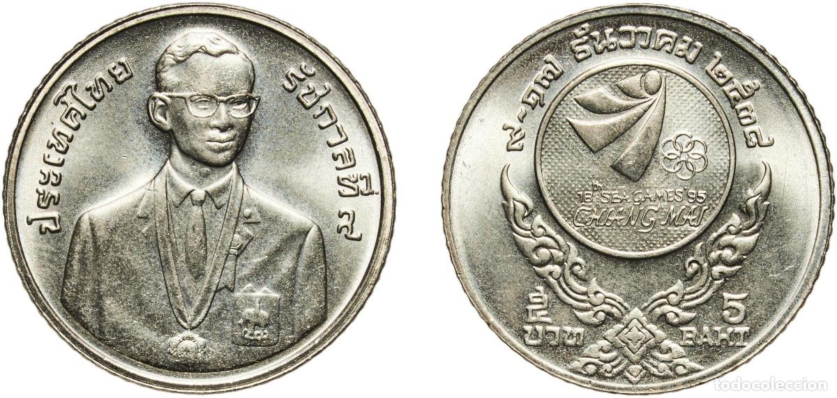 Material numism&aacute;tico: Thailand Kingdom BE2538 (1995) 5 Baht - Rama IX (18th SEA Games) Copper-nickel clad copper 7.59g UN