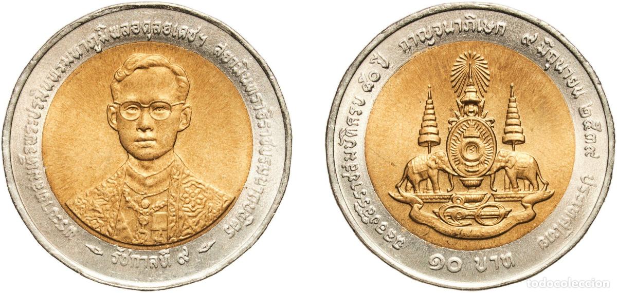 Material numism&aacute;tico: Thailand Kingdom BE2539 (1996) 10 Baht - Rama IX (Golden Jubilee) Bimetallic: aluminium bronze cent