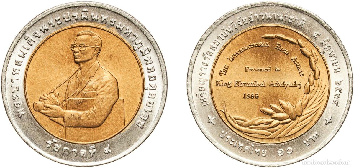 Material numism&aacute;tico: Thailand Kingdom BE 2539 (1996) 10 Baht - Rama IX (International Rice Award) Bimetallic (5000011) 8