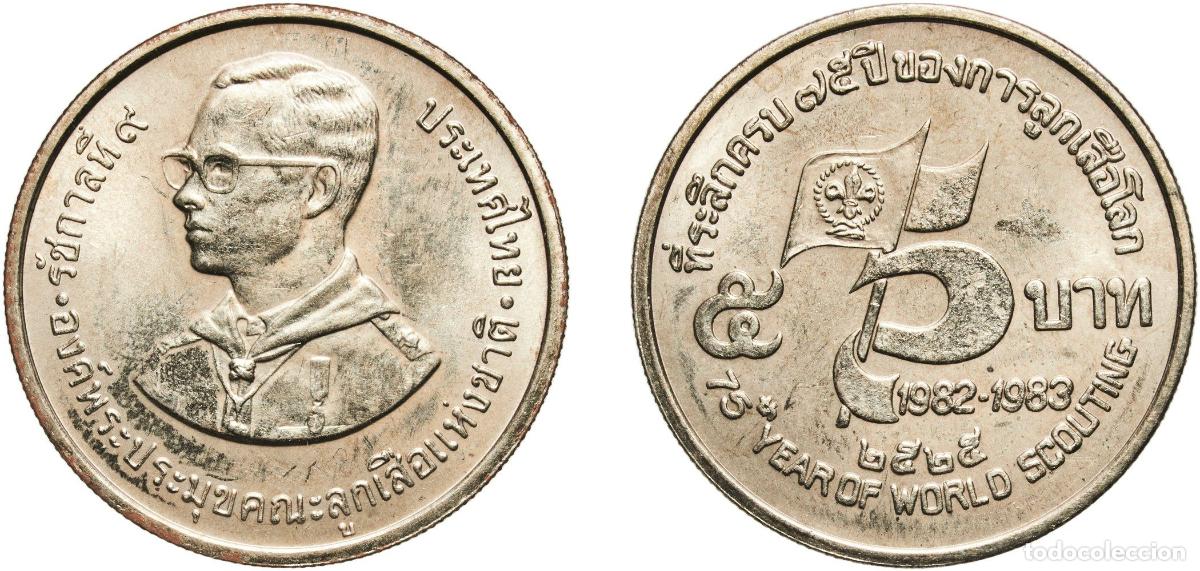 Material numism&aacute;tico: Thailand Kingdom BE 2525 (1982) 5 Baht - Rama IX (World Boy Scouts) Copper-nickel clad copper (2060