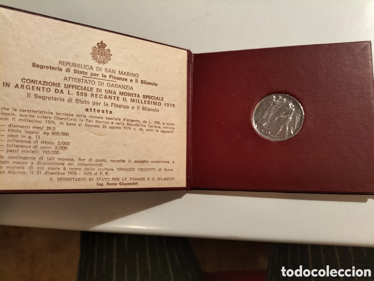 Material numism&aacute;tico: Lire 500 argento San Marino 1976 - Foto 1