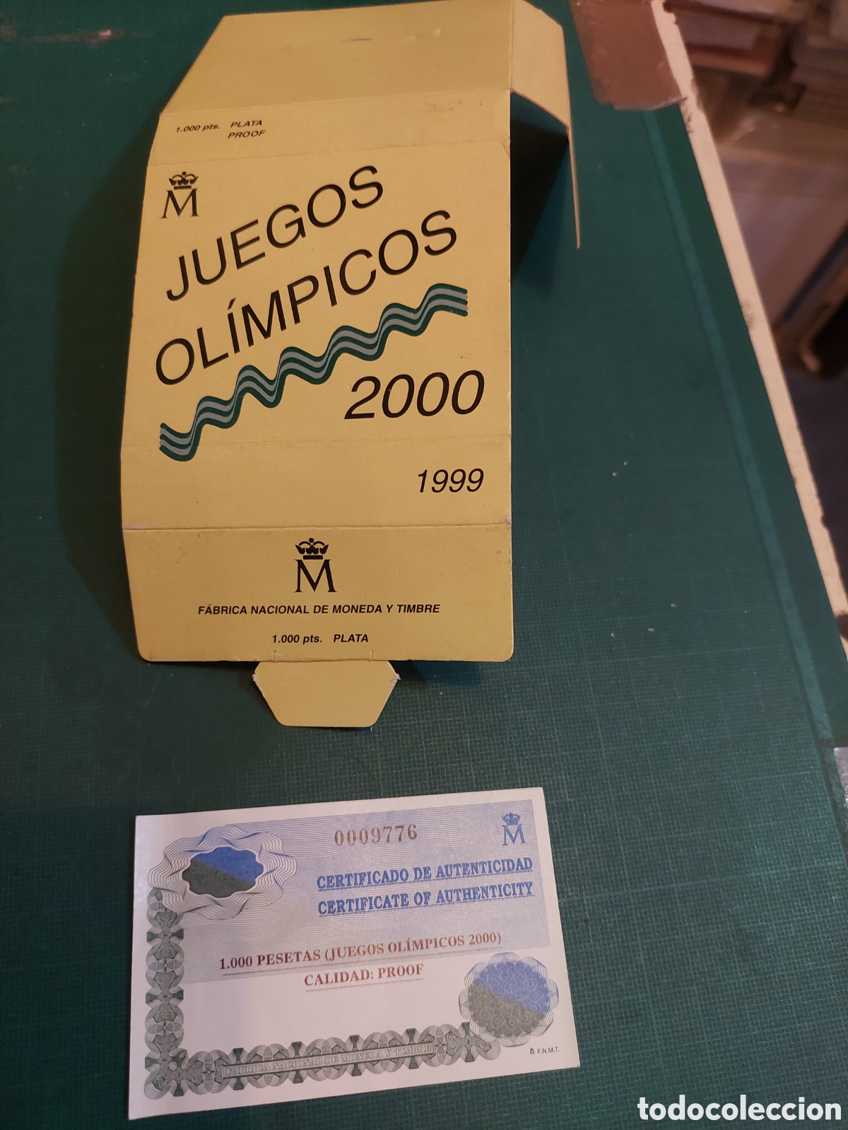 Material numism&aacute;tico: Fundas de cajas Y certificado 1000 ptas juegos Olimpicos 2000 mundial 98